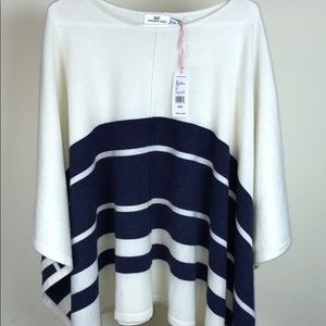 Vineyard vines poncho blue white sweater